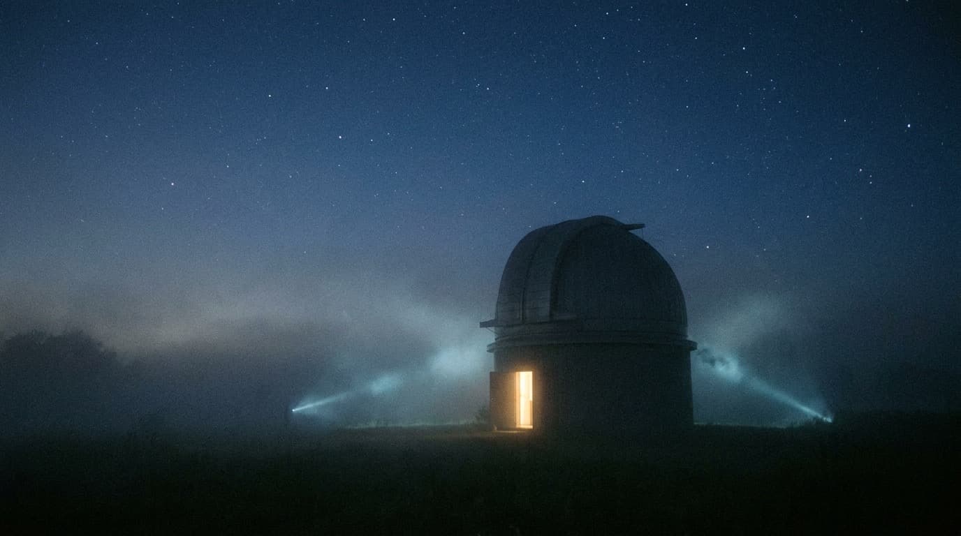 A lone observatory dome silhouetted under an enormous starry sky
